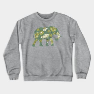 Elephant silhouette with flowers and leaves Crewneck Sweatshirt
